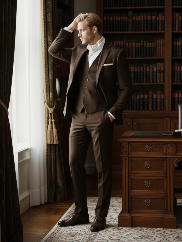 CM6-009 Jedwabna apaszka m�ska pod szyj� jasnobe�owa 67x67cm